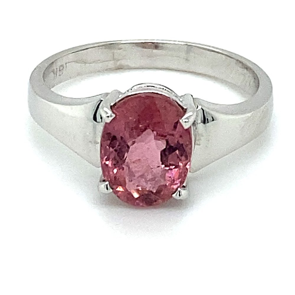 Pink Tourmaline 1.68ct Solid 18K White Gold Ring